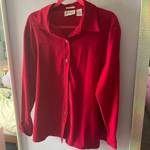 VINTAGE Joanna Red Button Down Shirt, Size M - Picture 1 of 3